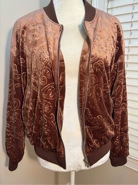 Chloah Burnout Velvet Bomber Jacket